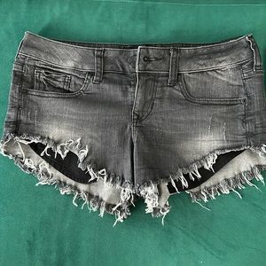 Express black denim cut off shorts